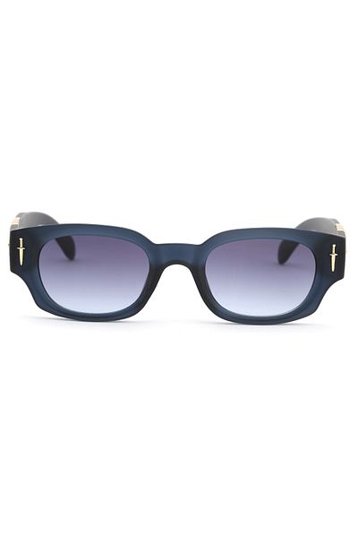 Angel Eyes Rectangle Design Black Frame Black Glass Women's Sunglasses