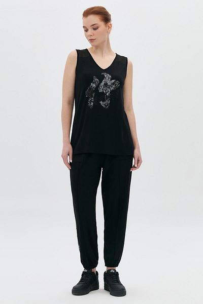 DAIDO Sequin Printed Stoned Shoulder Siphon Garnished Undershirt