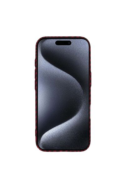 SKYDDAR INNOVATION Case for iPhone 15 Pro, carbon texture, Carbonite FiberShell, Red, sticker set