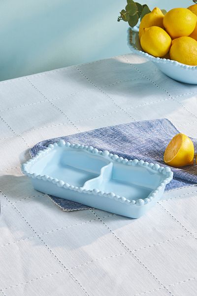 Karaca Perla Melamine Compartment Snack Bowl Rectangular 23 cm Blue