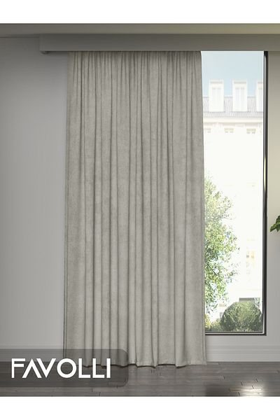 FAVOLLİ Ecru Island Background Curtain - Extrafor Drawstring Dream Series