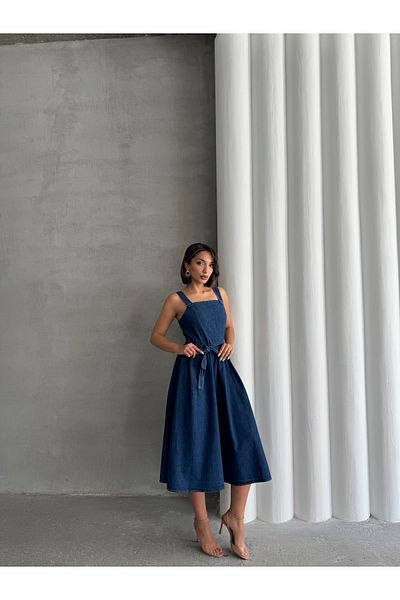 Miss Prova Rochie din denim cu detaliu cu guler pătrat MISSEL8995