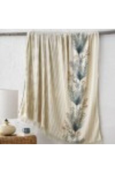 Club Cotton Luxury Blanket with Tassels, 220 x 240 cm, Boho Riona with Feathers