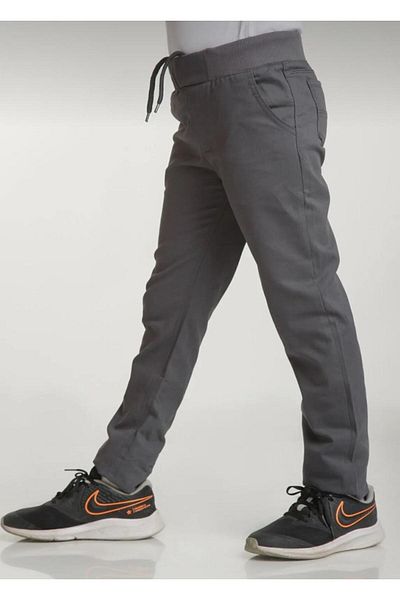 BAGİSTA BUTİK Children Girl-Boy Waistband (Elastic) Gray Color School and Daily Canvas Linen Pants