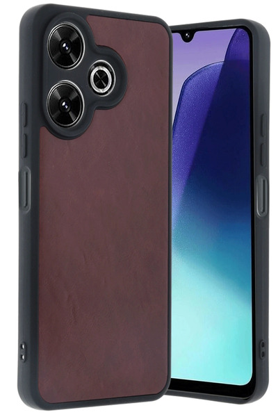 NewFace حافظة هاتف Xiaomi Redmi 13 4G من الجلد من Aras - أحمر كلاريت LZWDR