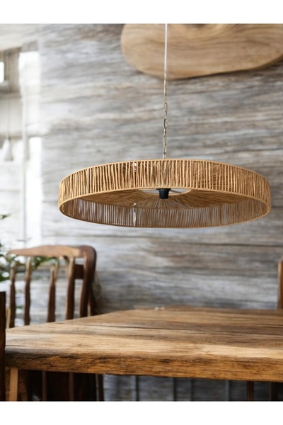 MDZN Hasır Avize 85x85cm Bohem Avize Jüt Avize Oda Mutfak Salon Avize Rustik Avize