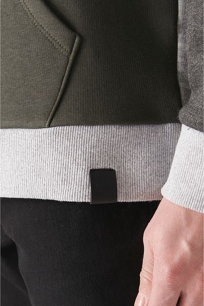 Avva Graues mehrteiliges Herren-Sweatshirt aus Baumwolle mit Kapuze A22y1225