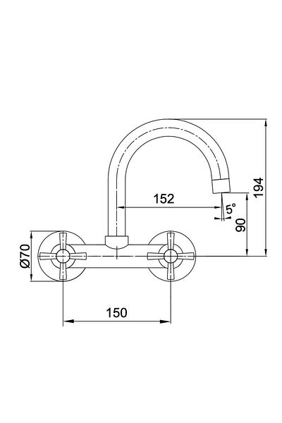 Eca Quadrille Applique Wall to Sink Kitchen Faucet 102107087