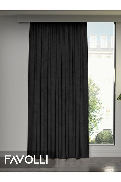 FAVOLLİ Cortina de fundal Black Island - Seria Vis - Snur texturat din catifea