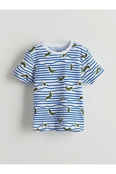 LC Waikiki Σετ πιτζάμες LCW Kids White Dinosaur με στάμπα για αγόρια