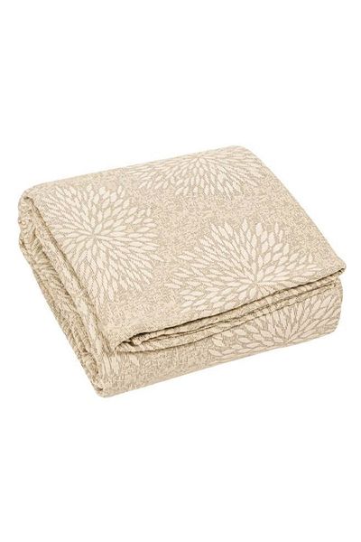 OEM Decorative blanket with flowers, size 280 x 180 cm, Beige