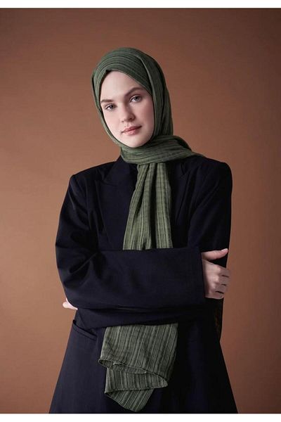 Modakaşmir Βαμβακερό σάλι Khaki Misto