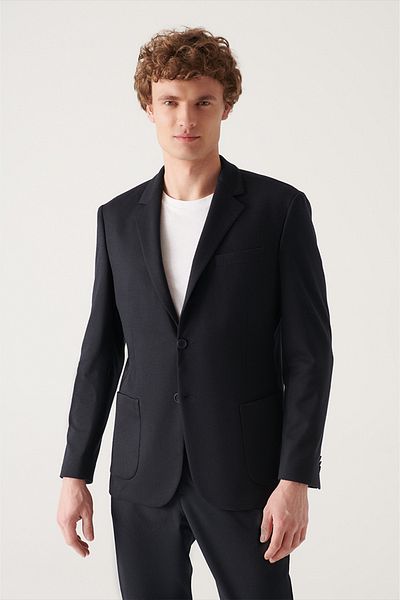 Avva Marineblaue, flexible, ungefütterte Strickjacke für Herren E 004001