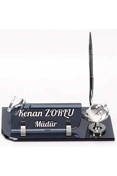 isimliksepeti Vals Masa Isimliği Gümüş Dünyalı Ofis Hediye Kristal Isimlik