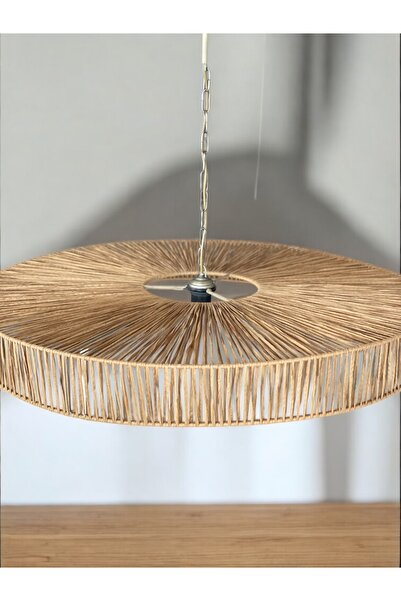 MDZN Hasır Avize 85x85cm Bohem Avize Jüt Avize Oda Mutfak Salon Avize Rustik Avize