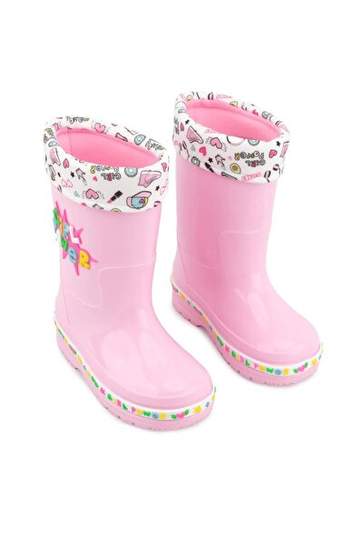 minibonito Kışlık Kız Çocuk Su Geçirmez Içi Sıcak Astarlı Yağmur Çizme