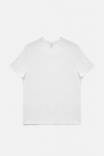 Avva Men's Black-White 2-Piece V-Neck Plain 100% Cotton T-Shirt E 001022