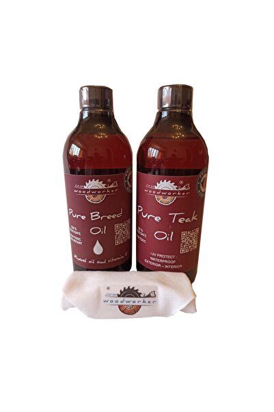 woodworker Solid Wood Maintenance Package, Dual Pack, Pure Breed Oil, Pure Teak Oil, Cotton Cloth, 500ml/500ml
