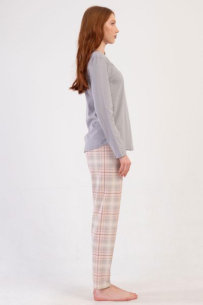 VİENETTA Women's Long Sleeve Gray Pajama Set C9T2N0O014