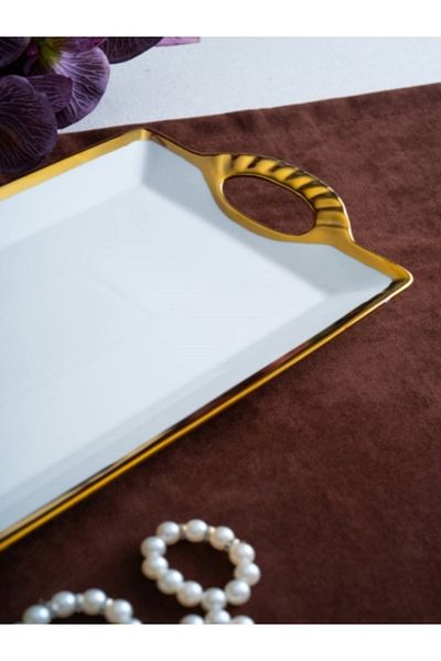 ACAR Arwen Rectangular Gold Tray 42X21X3Cm