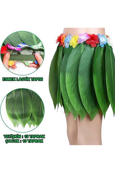 ReilaParty Hawaiian Leaf Skirt Adult Size Tropical Party Costume Natural Looking 15 Leaf Skirt