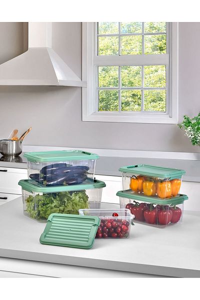 MOI 10 Lt Rectangular Storage Container Green Lid