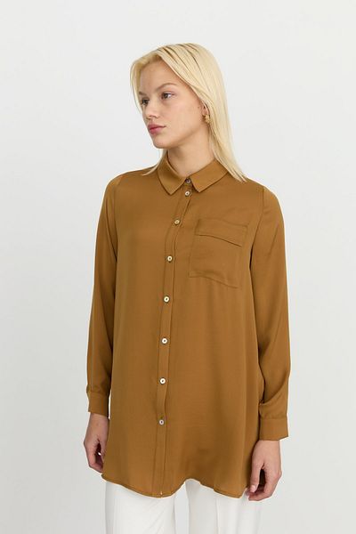 Nihan Shirt Collar Tunic Camel