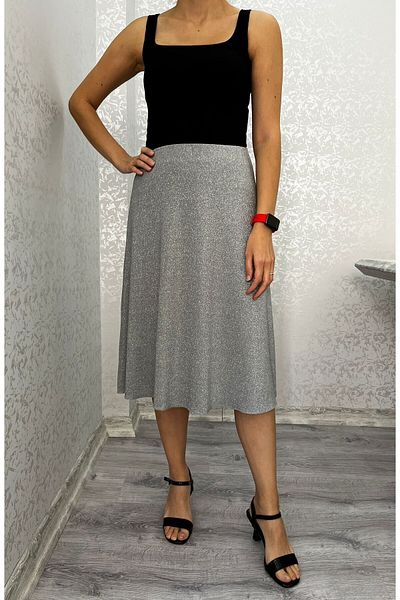 520CK Gray Glitter Midi Women's Skirt