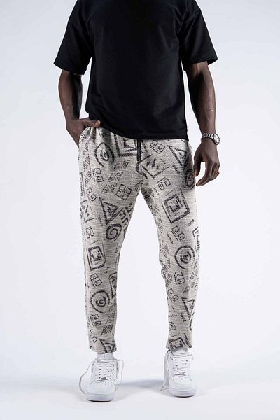 SUPERBLUE Men's Patterned Black Baguette Trousers with Elastic Waist