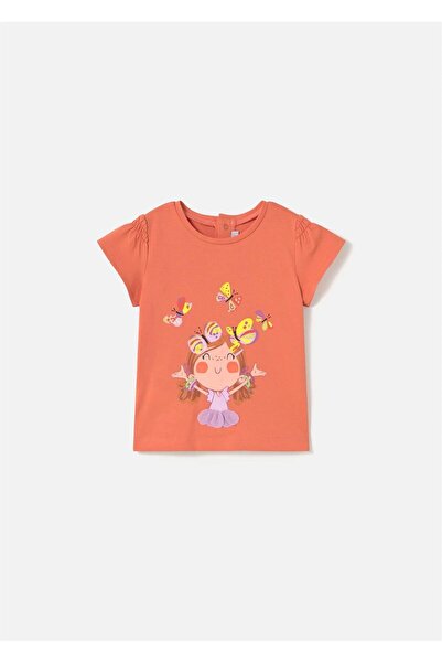 MAYORAL Baby Girl Appliqued T-Shirt Orange 1049