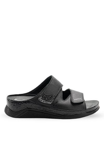 Forelli Greta-H 23616 Black Skin Leather Orthopedic Women's Slippers