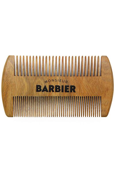 Monsieur Barbier Double comb for beard and hair 100% natural sandalwood, Monsieur Barbier, 1 pc.