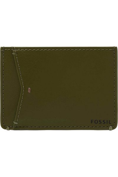 Fossil Men's Joshua Vegan Cactus Slim Minimalist Card Case Front Pocket Wallet, Green Moss