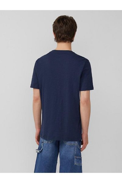 s.Oliver Tricou bărbătesc cu guler scobit, croială regulată din bumbac, bleumarin, 3xl