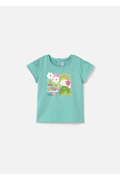 MAYORAL Baby Girl Appliqued T-Shirt Turquoise 1049