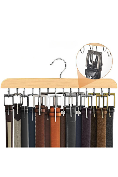 Viyogo Umeras din lemn si otel cu 14 carlige rotative pentru curele, 37 cm x 14 cm
