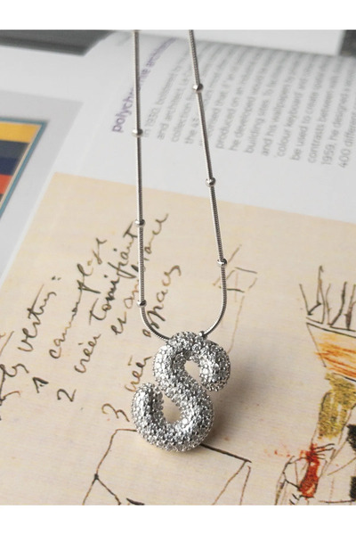 İNN JEWELLERY قلادة بالون من الفولاذ المقاوم للتشويه بحجر الزركون - لون فضي