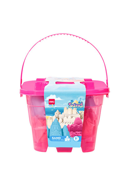 Deli Găleată Kinetic Sand 500g + 6 forme de modelat Pink Deli