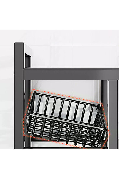 Viyogo Metal shelf with 4 shelves and 3 storage baskets, portable, 90(L) x 32(w) x 108(H) cm, black