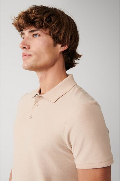 Avva Men's Mink 100% Cotton Polo Collar T-Shirt A31Y1128