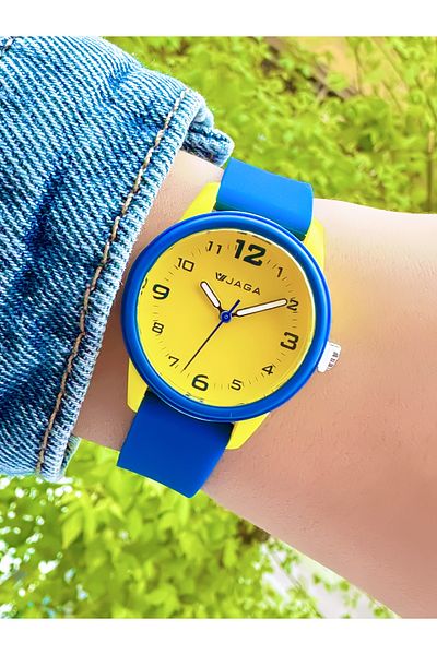 Ferrucci Jaga Yellow Dial Navy Blue Cord Silicone Wristwatch