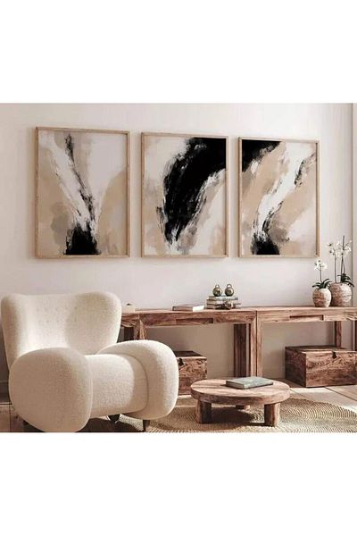 Dekorsiahome 3 Pcs Wood Frame Living Room Hall Kitchen Table Set Set3072