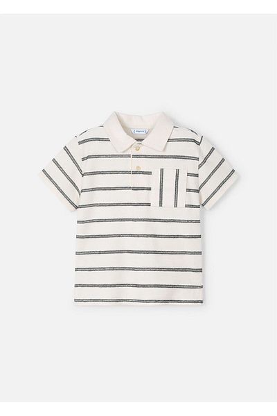 MAYORAL Tricou cu guler polo în dungi pentru băiat, crem 3107