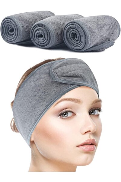 LA PERLA TECH عصابة رأس سبا للنساء لممارسة الرياضة واليوغا، عصابة رأس للوجه، رمادية، عبوة من 3 قطع