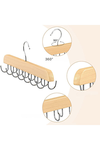 Viyogo Umeras din lemn si otel cu 14 carlige rotative pentru curele, 37 cm x 14 cm