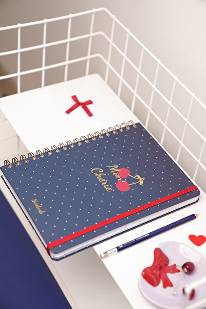 Matt Notebook B5 17x24 cm Spiralli Lastikli Düz, Çizgisiz Tarihsiz Not Defteri Kiraz