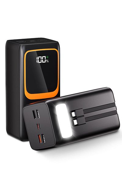 Generic بنك طاقة 50000 مللي أمبير في الساعة بقوة 22.5 وات مع منفذين PD و4 منافذ USB وكابلين مدمجين وشاشة عرض