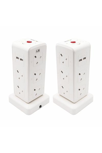 Datazone Vertical 10Socket 5M w/4Usb (saso) DZ-PS-08