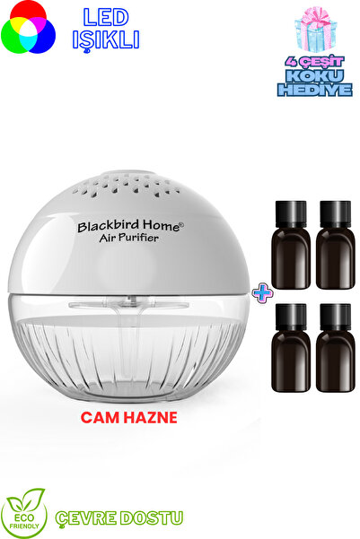 BlackBird Home Işıklı Hava Temizleme Küresi , Oda Koku Makinesi Beyaz 4 Çeşit...