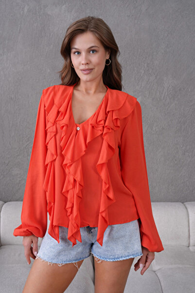 Park Karon Long Sleeve Wrinkled Summer Woven Blouse